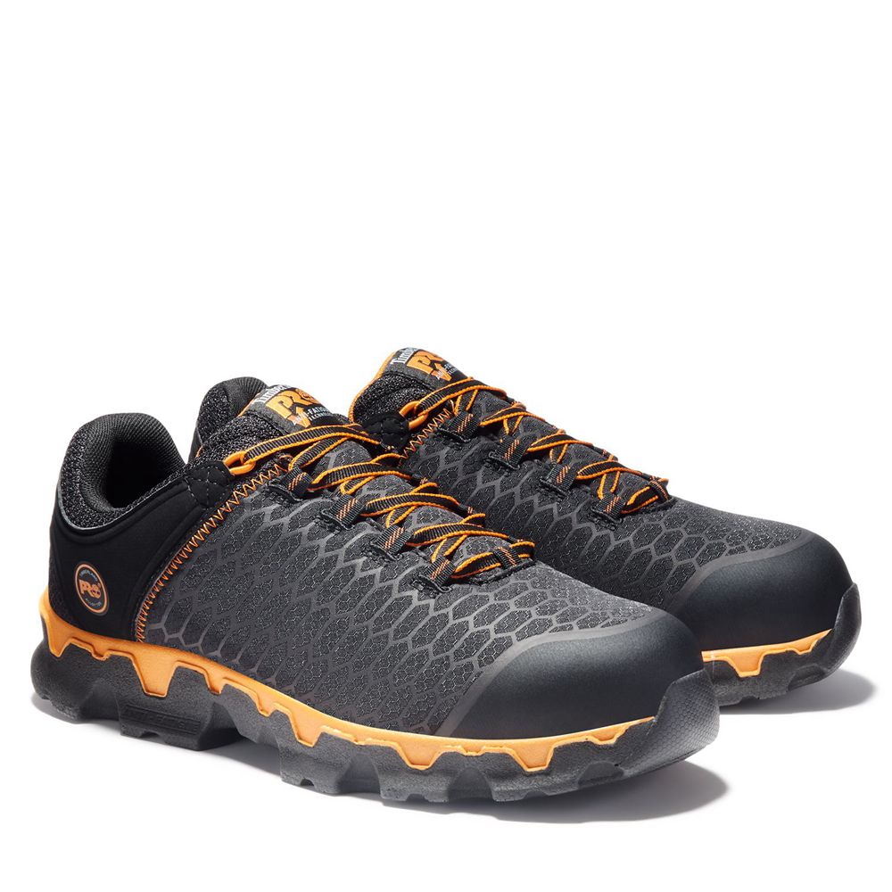 Timberland Mens Work Shoes PRO® Powertrain Sport Alloy Toe EH - Black/Orange - India CP5026184